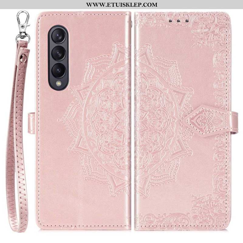 Etui Folio do Samsung Galaxy Z Fold 4 z Łańcuch Średniowieczna Mandala Z Paskami